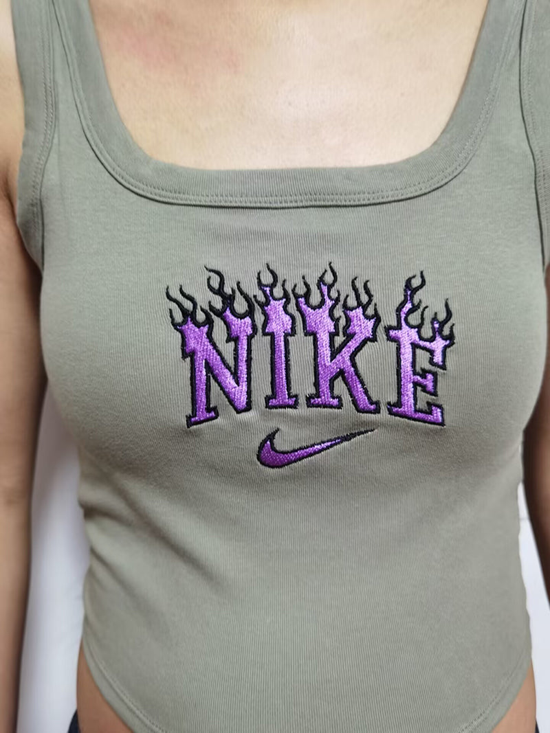 embroidered nike crop tank