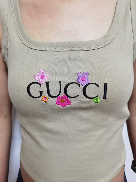 embroidered gucci crop tank