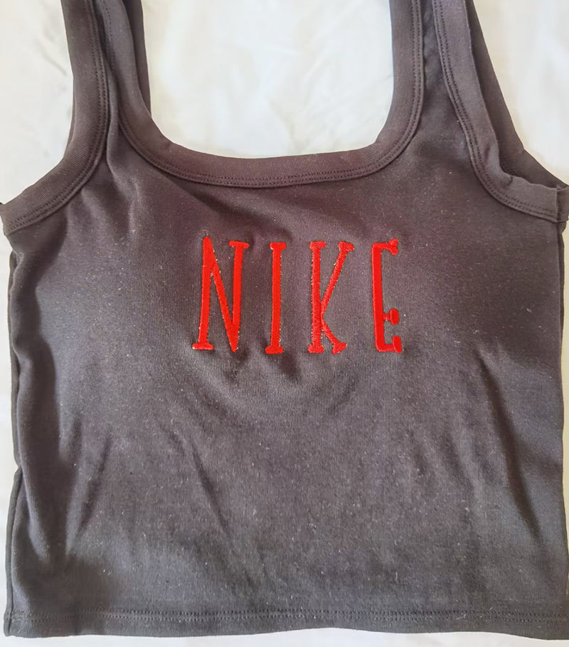 Embroidered N!ke Air D!or Swoosh Padded Crop Tank Top 5 Trendy